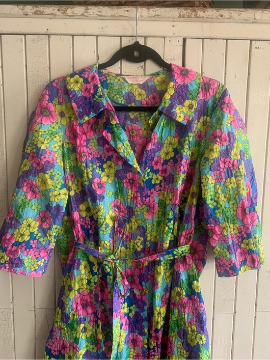 Vintage Dresses & Skirts - Super Funky Flower Power ✌️ Vintage Sears 60’s 70’s Crepe Floral Dress Medium